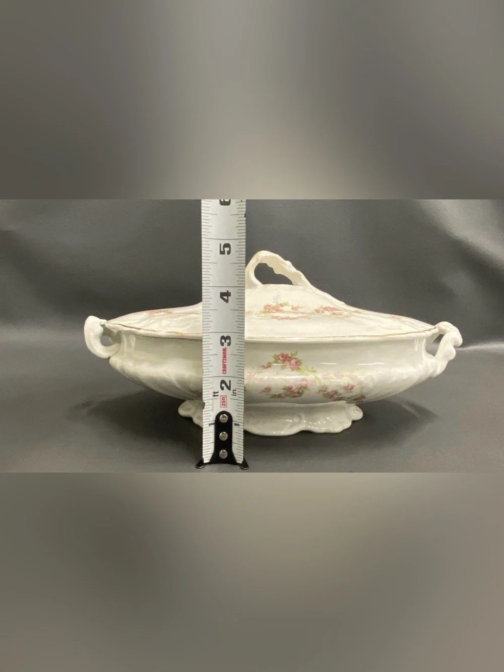 Vintage Royal China International Pink Floral Ceramic Tureen Dish W/Lid